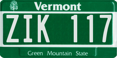 VT license plate ZIK117