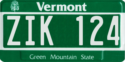 VT license plate ZIK124