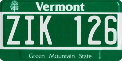 VT license plate ZIK126