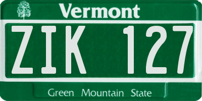 VT license plate ZIK127