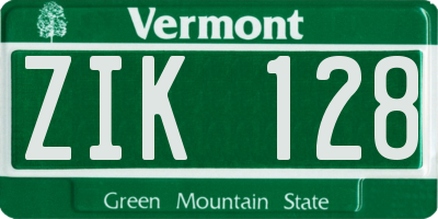 VT license plate ZIK128
