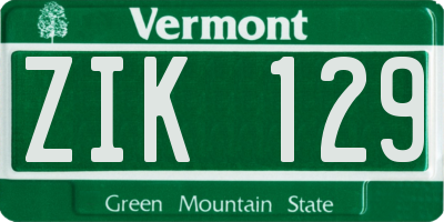 VT license plate ZIK129
