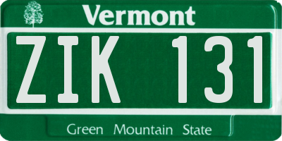 VT license plate ZIK131