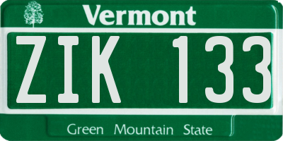 VT license plate ZIK133