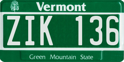 VT license plate ZIK136