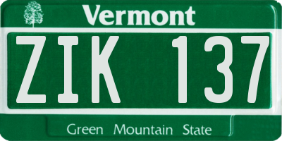 VT license plate ZIK137