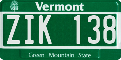 VT license plate ZIK138