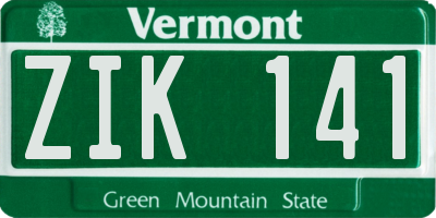 VT license plate ZIK141