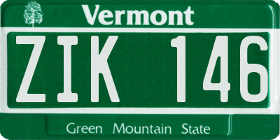 VT license plate ZIK146
