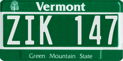 VT license plate ZIK147