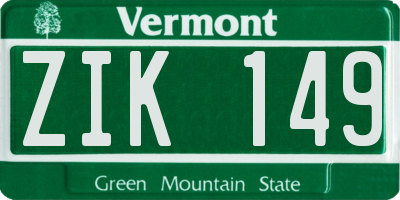 VT license plate ZIK149
