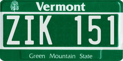 VT license plate ZIK151
