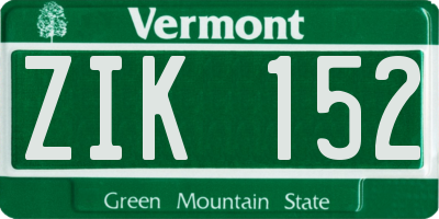 VT license plate ZIK152