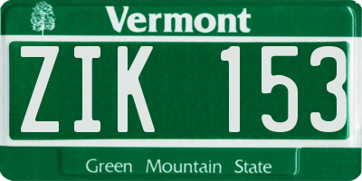 VT license plate ZIK153