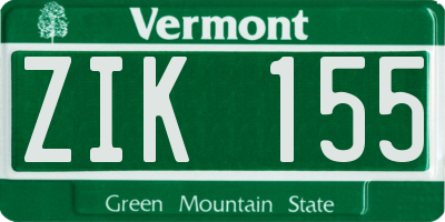 VT license plate ZIK155