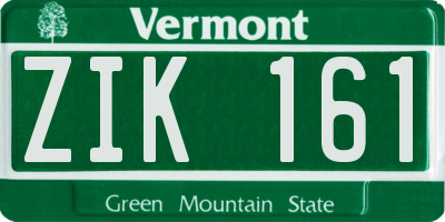 VT license plate ZIK161