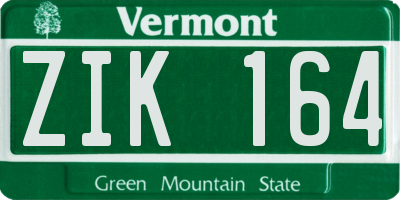 VT license plate ZIK164