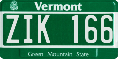 VT license plate ZIK166