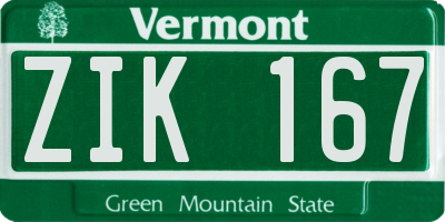 VT license plate ZIK167