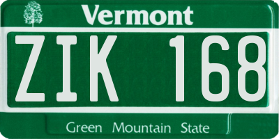 VT license plate ZIK168
