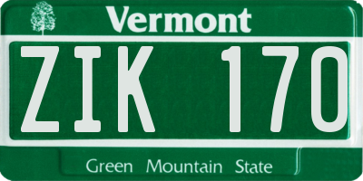 VT license plate ZIK170