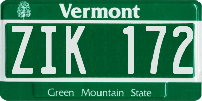 VT license plate ZIK172