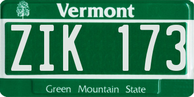 VT license plate ZIK173