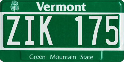 VT license plate ZIK175