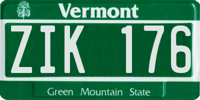 VT license plate ZIK176