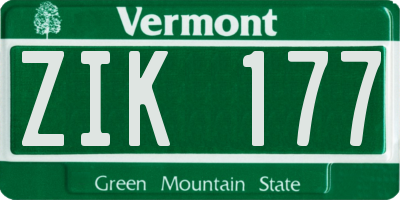 VT license plate ZIK177