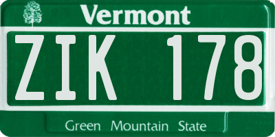 VT license plate ZIK178