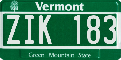 VT license plate ZIK183