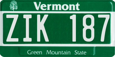 VT license plate ZIK187