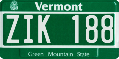 VT license plate ZIK188