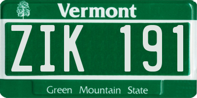 VT license plate ZIK191