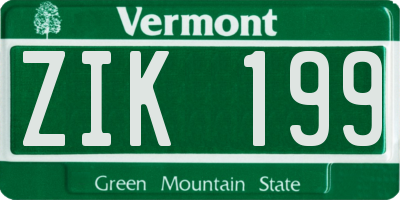 VT license plate ZIK199