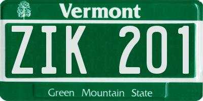 VT license plate ZIK201