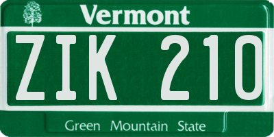 VT license plate ZIK210