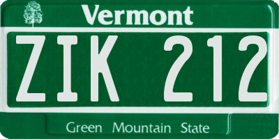 VT license plate ZIK212
