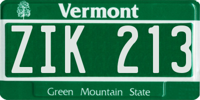 VT license plate ZIK213