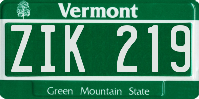 VT license plate ZIK219