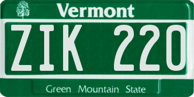 VT license plate ZIK220