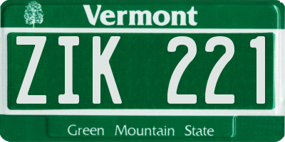 VT license plate ZIK221