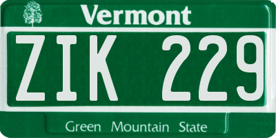 VT license plate ZIK229