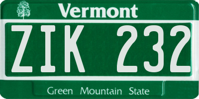 VT license plate ZIK232