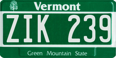 VT license plate ZIK239