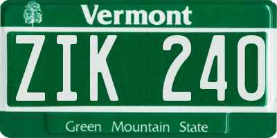 VT license plate ZIK240
