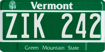 VT license plate ZIK242
