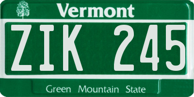 VT license plate ZIK245
