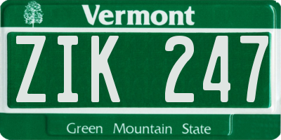 VT license plate ZIK247